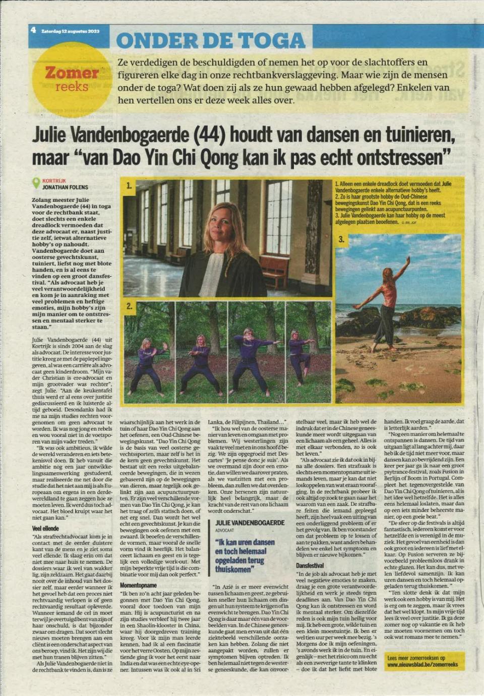 Julie Vandenbogaerde (44) houdt van dansen en tuinieren, maar "van Dao Yin Chi Qong kan ik pas echt ontstressen"